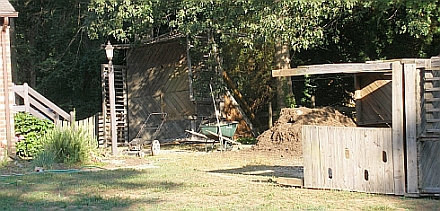 View from driveway of both pieces of he climbing structure