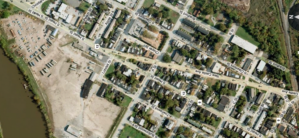 Satellite view of New Castle Avenue